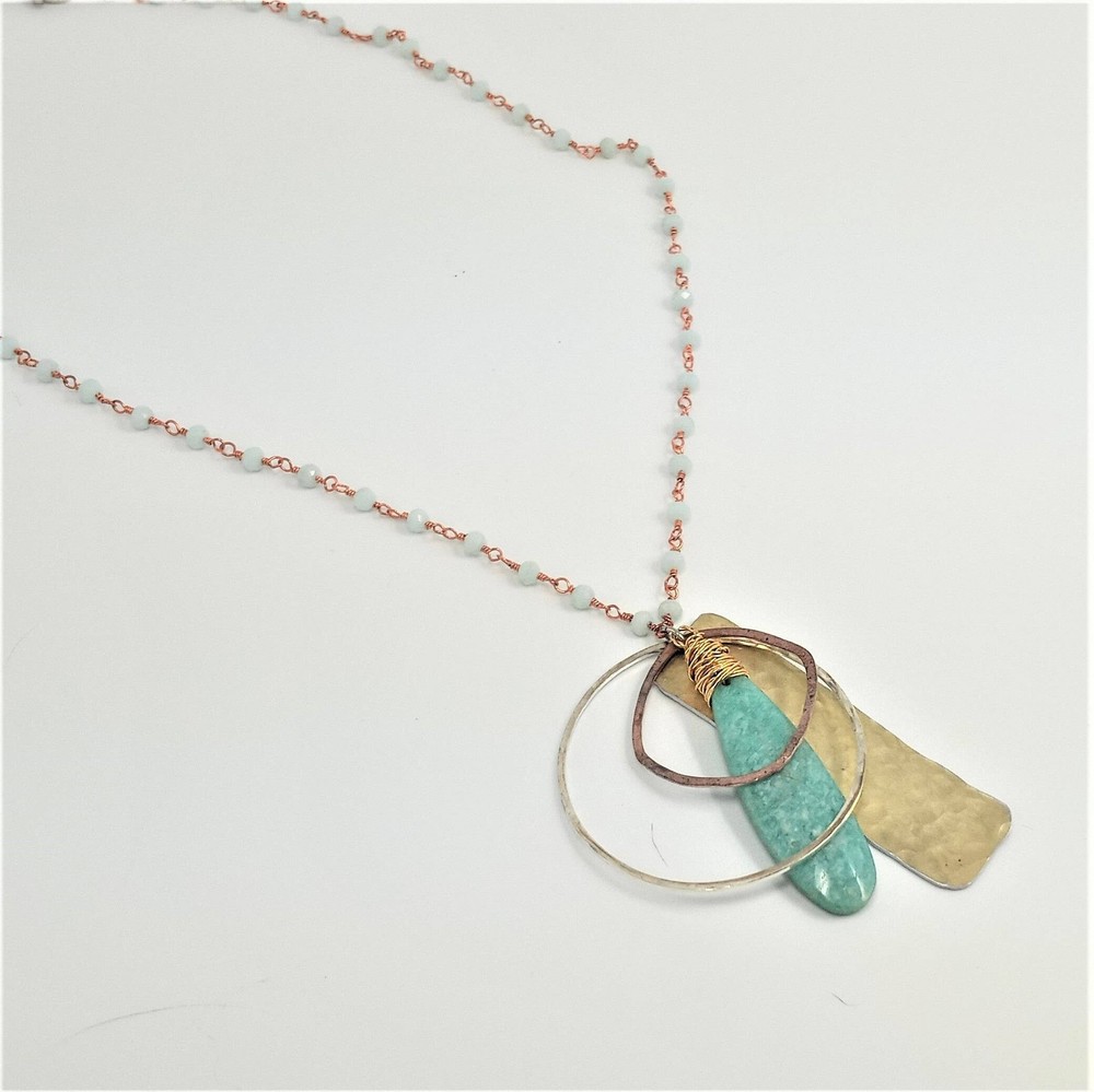 Amazonite Long Teardrop Dangle Necklace