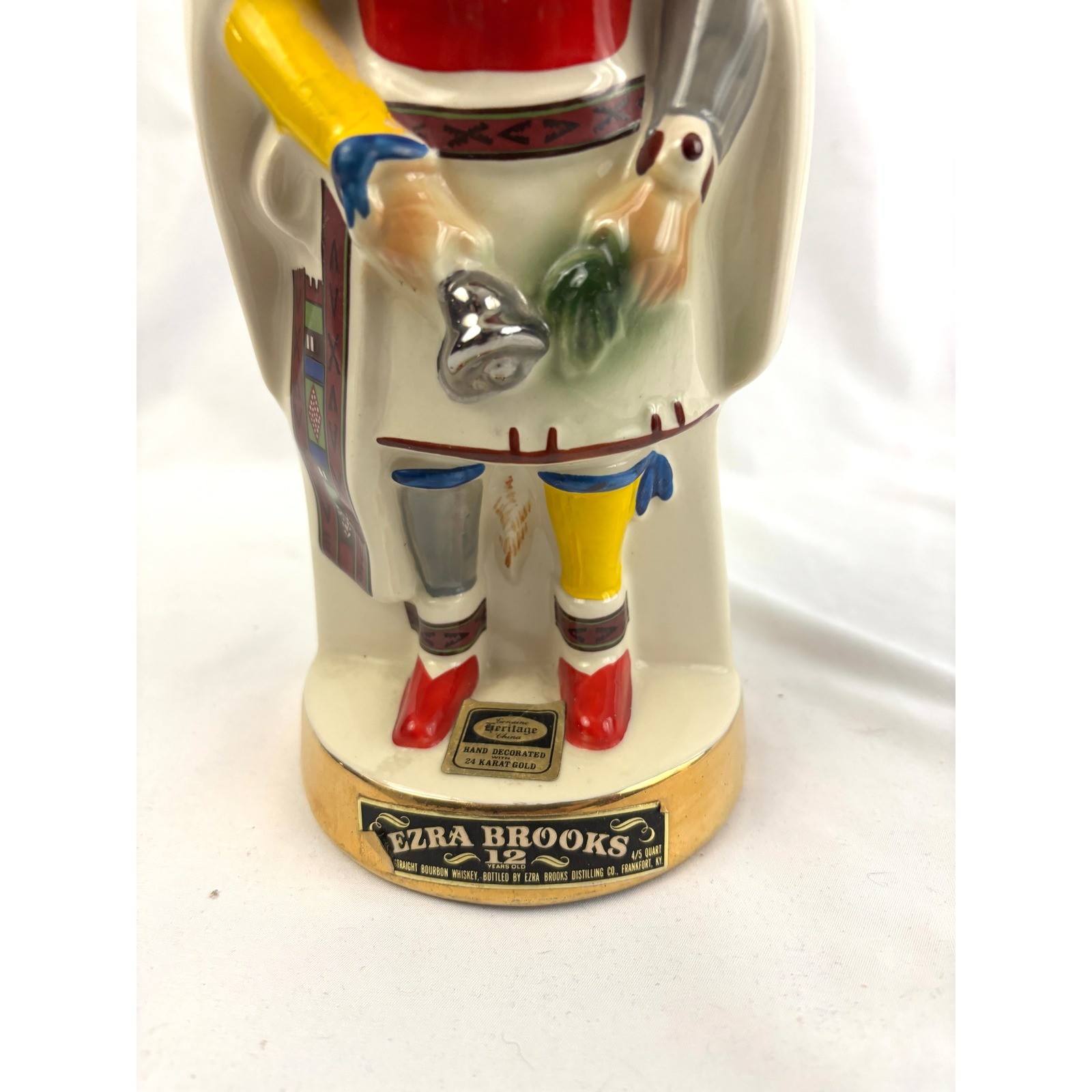 Vintage Ezra Brooks Kachina Decanter Native American Figure 13.5" Empty 1970s