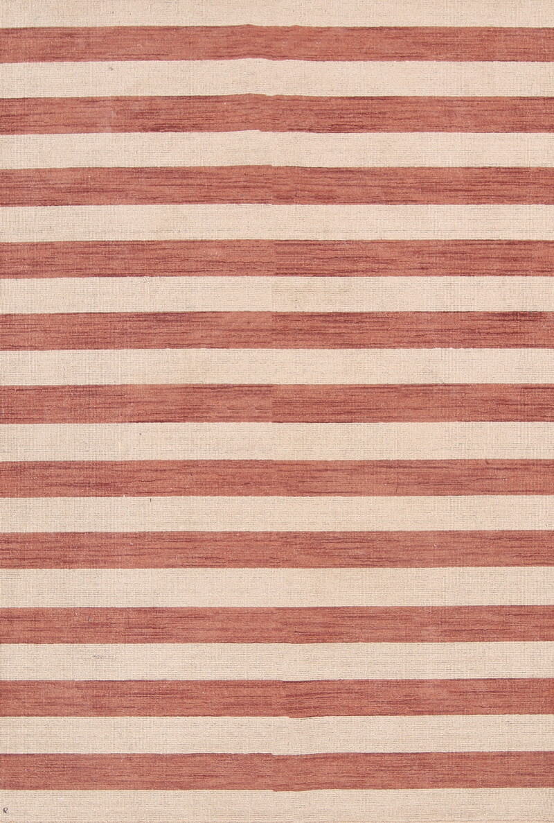 Reversible Striped Design Rust/Beige Gabbeh Oriental Rug Hand-Knotted 6x8 ft