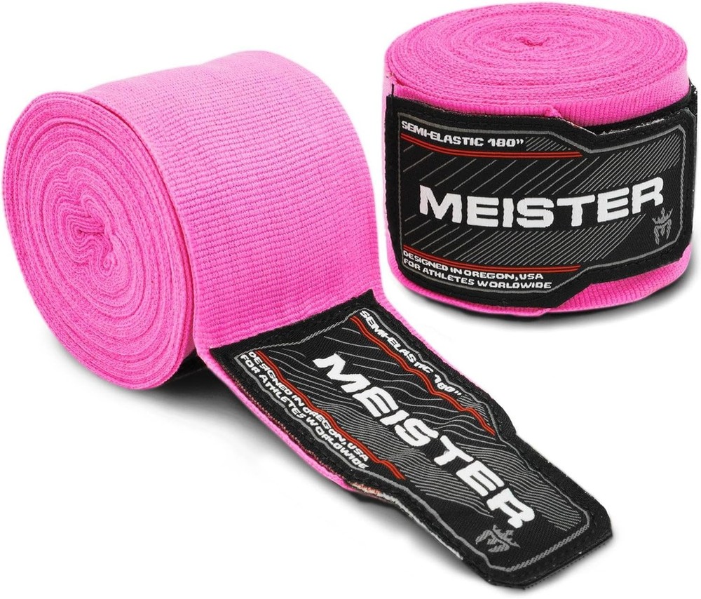 Comfortable 180" Hand Wraps with Hook and Loop for Boxing & MMA Training - Pink