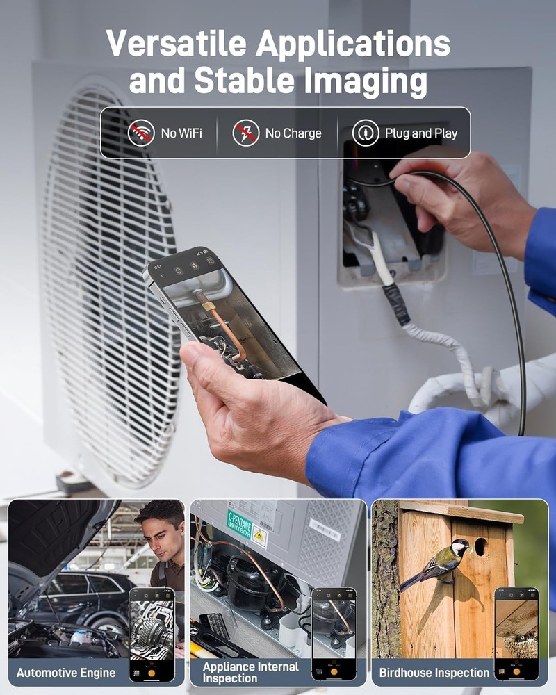 USB Endoscope Camera with 8 Adjustable LED Lights Fit for iPhone and Android