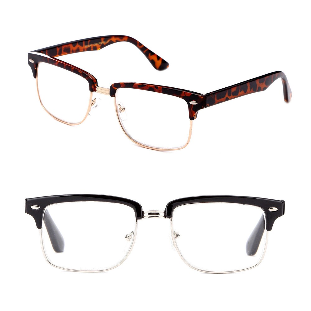 Readers Rectangular Half Frame Vintage Style Reading Glasses for Men Half Frame