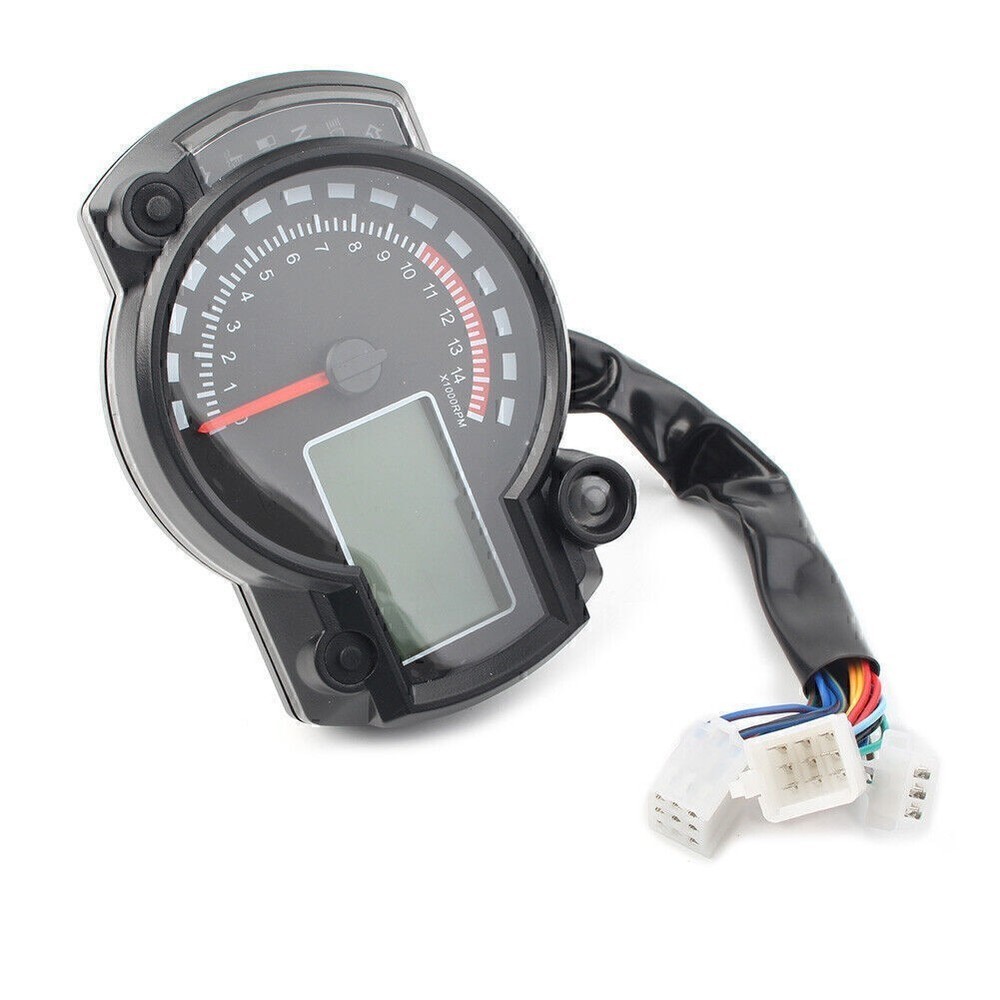 LCD Digit 15000rpm Motorcycle Speedometer Tachometer Odometer Universal