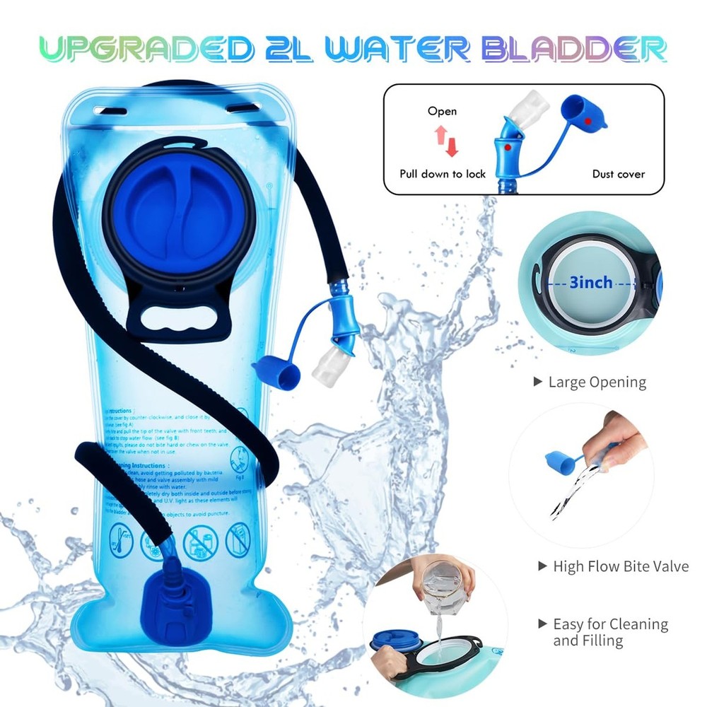 Hydration Backpack with 2L Water Bladder, Raves Water Backpack, Lightweight I...