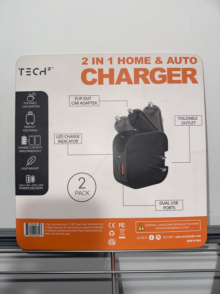 Tech Squared Fast Charge 20W – USB-A & USB-C Wall Chargers (2-Pack)