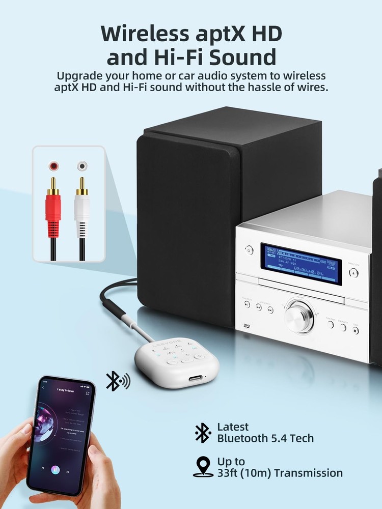 Upgraded Bluetooth 5.4 Transmitter Receiver, 2-in-1 Wireless Transmitter for ...