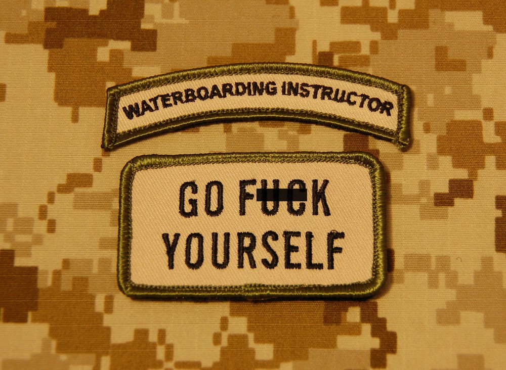 WATERBOARDING INSTRUCTOR Tab & GO F*** YOURSELF Multicam morale patch set