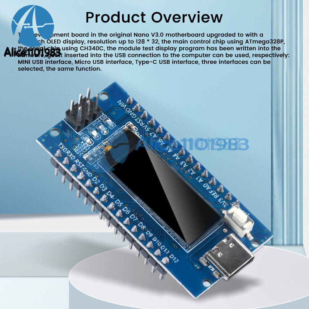 Nano V3.0 ATmega328P CH340C OLED Development Board / ATmega328P-AU CH340G Module