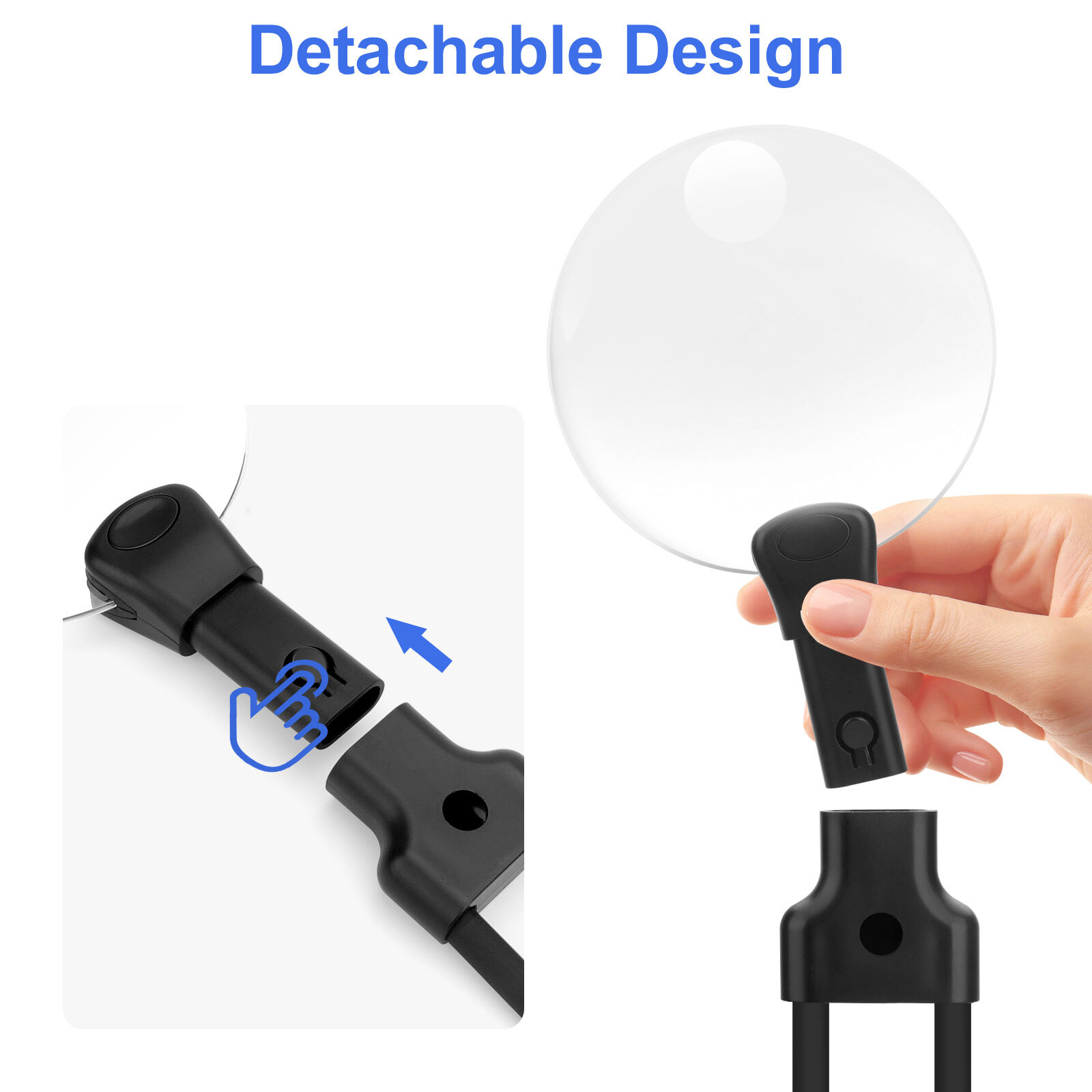 3X Detachable Hands-Free Neck Wear Magnifying Glass for Low Vision Seniors