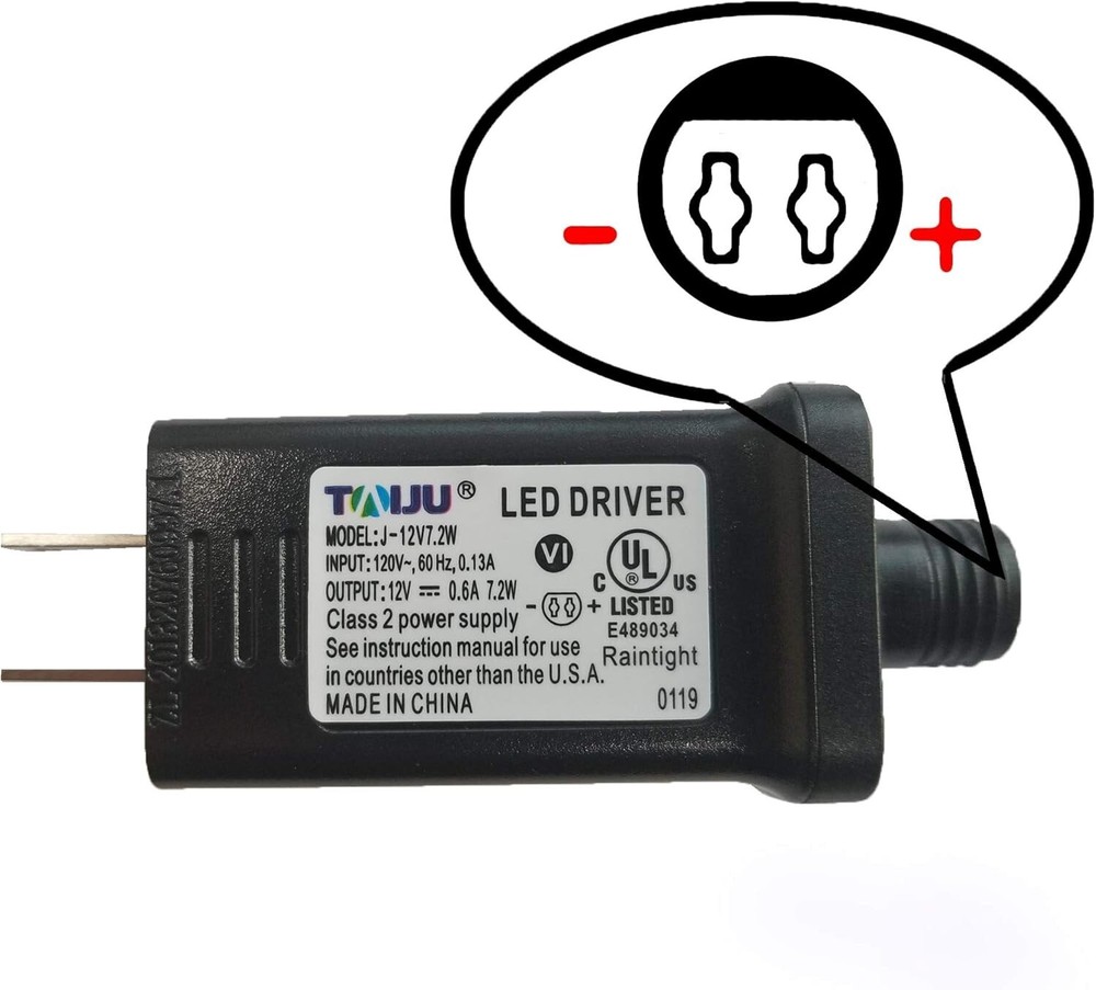 Compact 12Vdc Power Supply Adapter for Holiday Inflatable Decorations - 0.6A