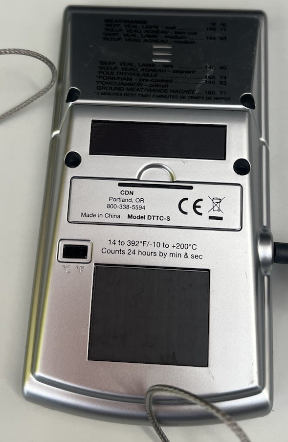 NEW CDN Combo Probe Thermometer/Timer/Clock, Model DTTC-S Silver FAST SHIP