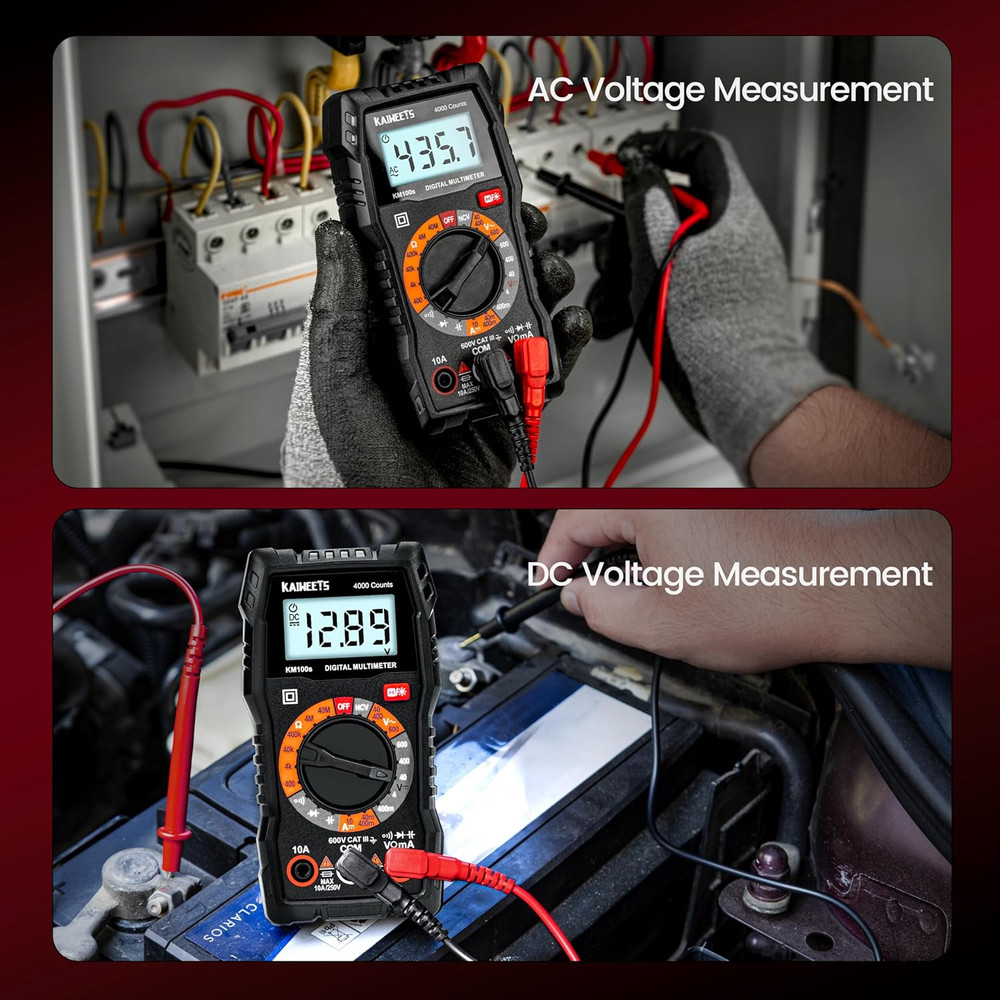 Digital Multimeter 4000 Counts, Voltage Tester with Accurate Ohm Volt Amp Readin