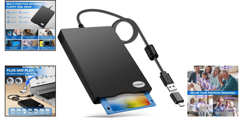 Compact USB Floppy Disk Drive for Windows - Easily Access Old Files Anywhere