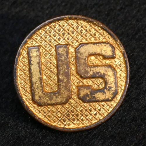 1920s - Interwar US Army Enlisted U.S. Branch Collar Disc Type II, Missing Nut