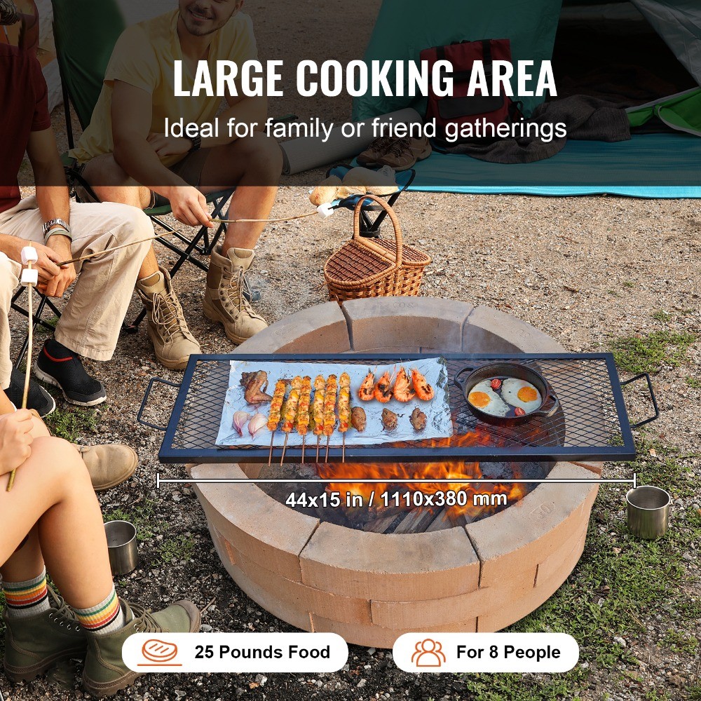 X-Marks Fire Pit Grill Grate, Rectangular Cooking Grid