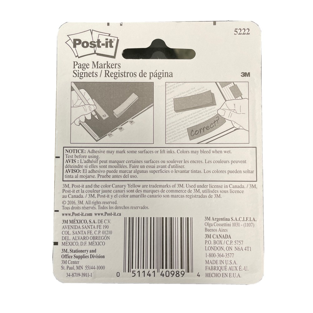2 X Post-It Page Markers .875"X2.875" 3/Pkg-Assorted