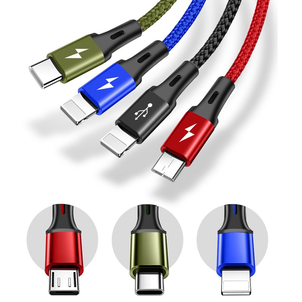 4 in 1 Multi USB Charging Cable Fast Charger Cord For iPhone/Type C/Micro USB