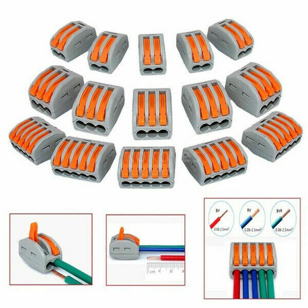 60Pcs Reusable 221 Electrical Connectors Wire Block Clamp Terminals Cable