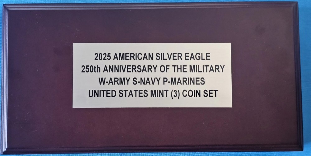 2025 ARMY-NAVY-MARINES SOLID WOOD DISPLAY CASE WITH PLAQUE