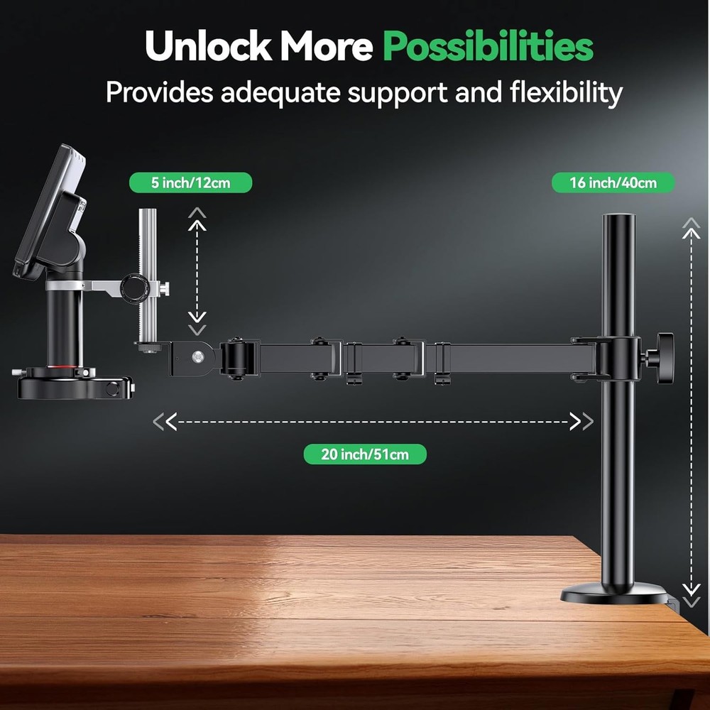 4K AutoFocus Digital Microscope 10" HDMI Soldering Microscope 2000x Flexible Arm