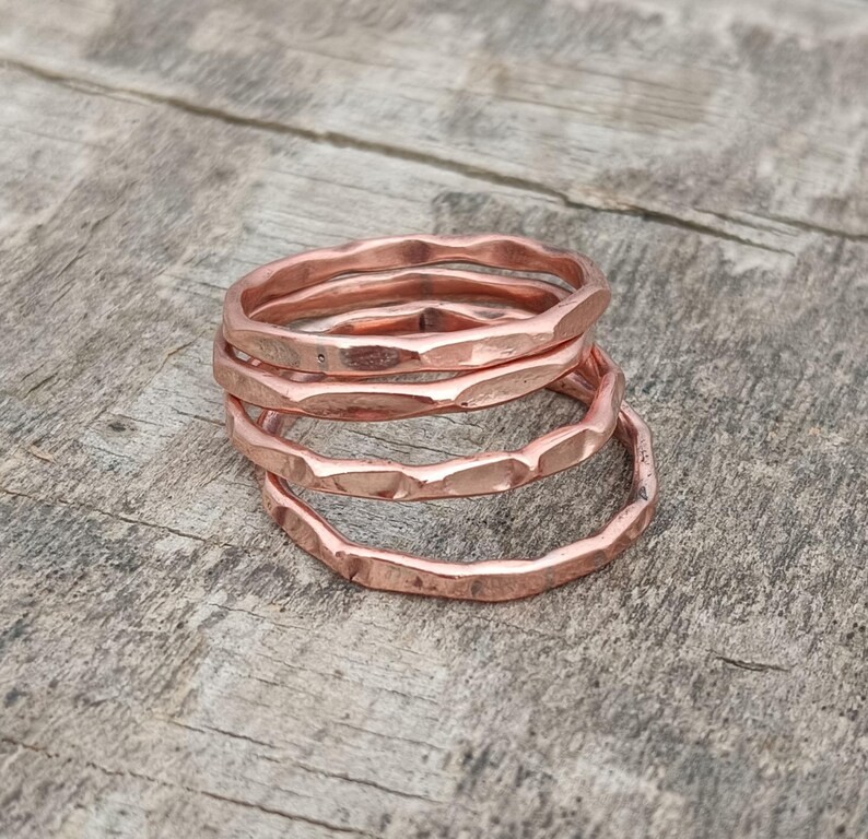 100% Pure Copper Ring, Ser Of 4 Copper Ring, Stacking Ring, Copper , All Size