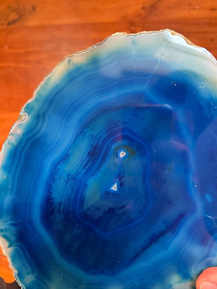 Blue Dyed Agate Slice 9.5''