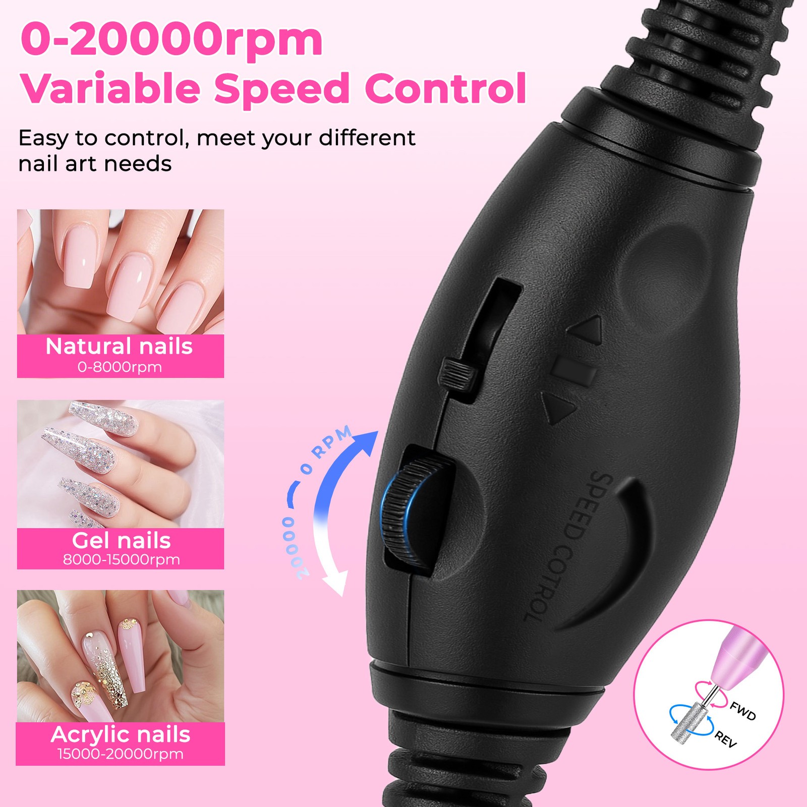 Professional Electric Nail Drill Kit for Acrylic & Gel Nails