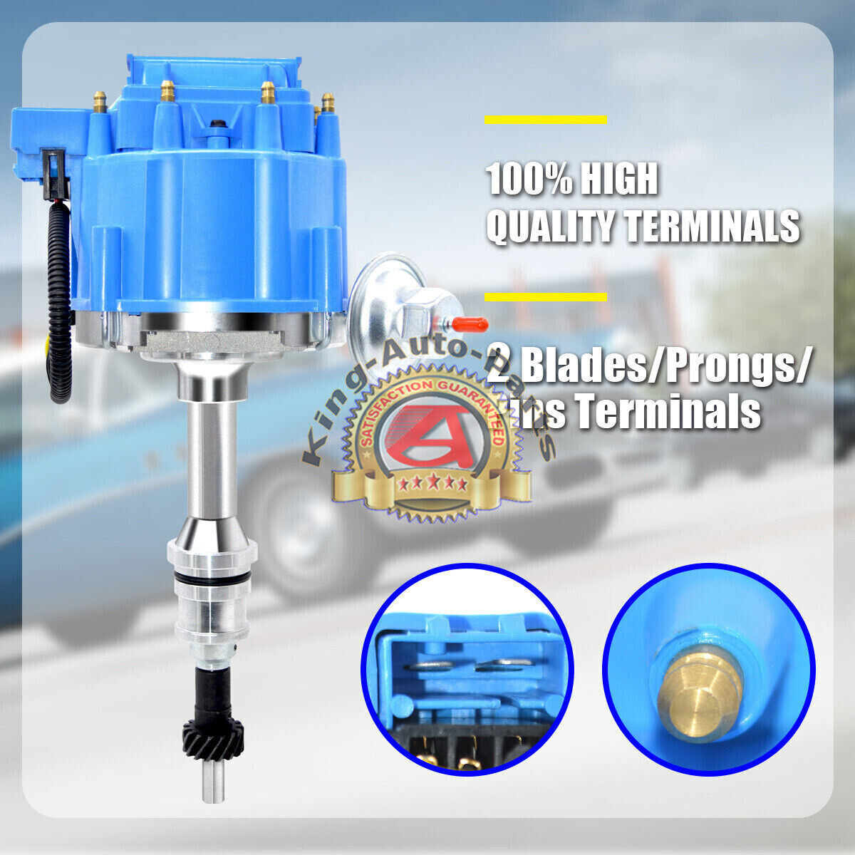 BLUE HEI Ignition Distributor &Spark Plug Wires for Ford Small Block 260 289 302