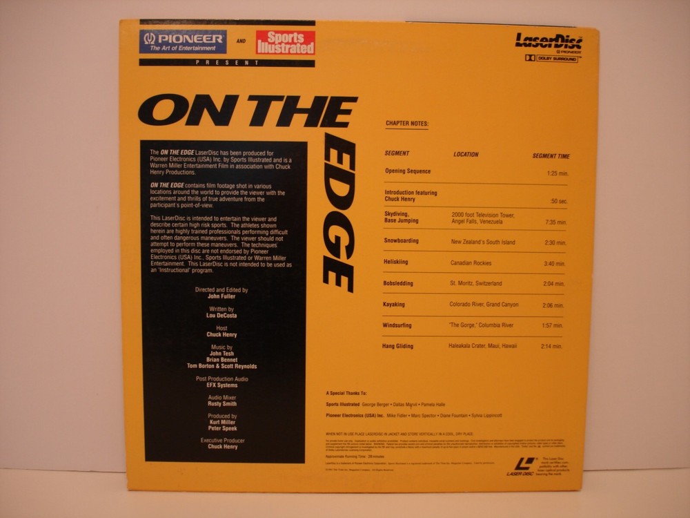 USED LASER DISC ON THE EDGE DOCUMENTARY