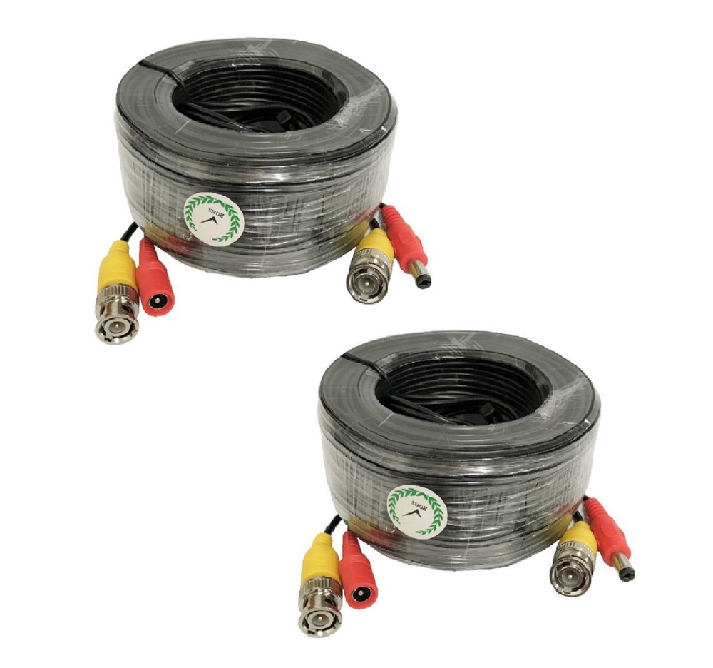 25' Black CCTV Camera Siamese Coax Cable with Power Wire (  2 Pack  )