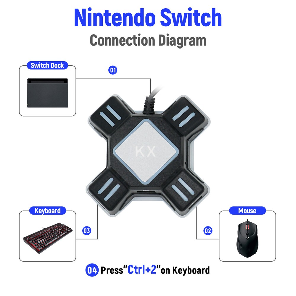 KX USB Keyboard and Mouse Converter for Switch/PS3/PS4