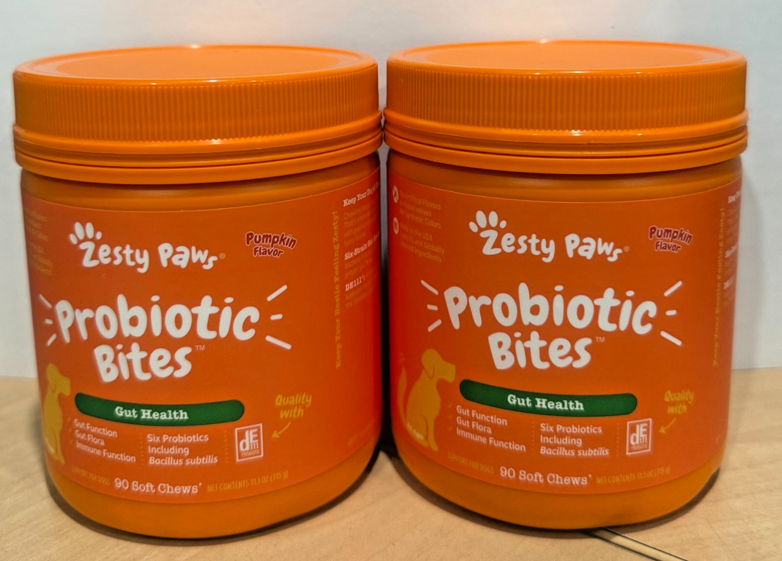 TWO PACK Zesty Paws Probiotic Bites for Dogs with Natural x 90 Exp 06/2026 & UP