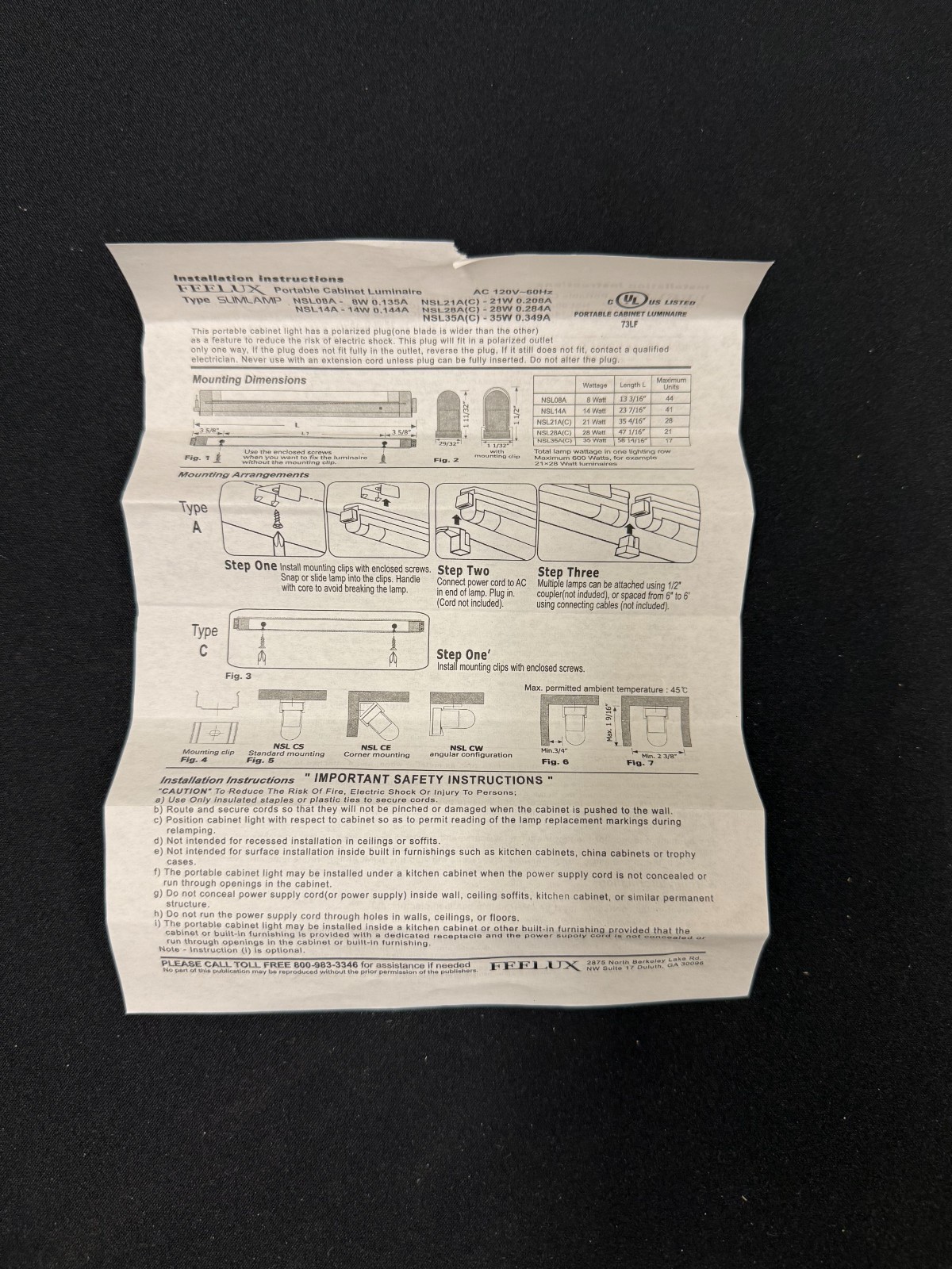 Feelux Lighting NSL8/41K - (Hera ES12.BC) 12" T5 8W Under Cabinet Fixture *NIB