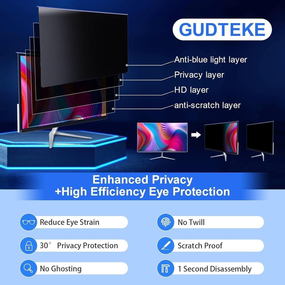 Hanging Computer Privacy Screen Protector Shield Compatible for 21.5 inch 16:9