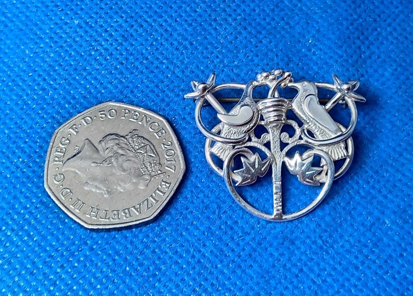 Ola Gorie Scottish Sterling Silver Tree Of Life With Two Love Birds Brooch OMG