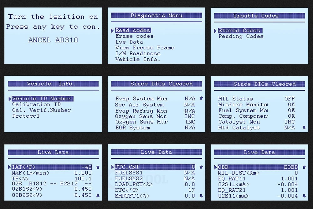 ANCEL AD310 Classic Enhanced Universal OBD II Scanner Car Engine Fault Code Read