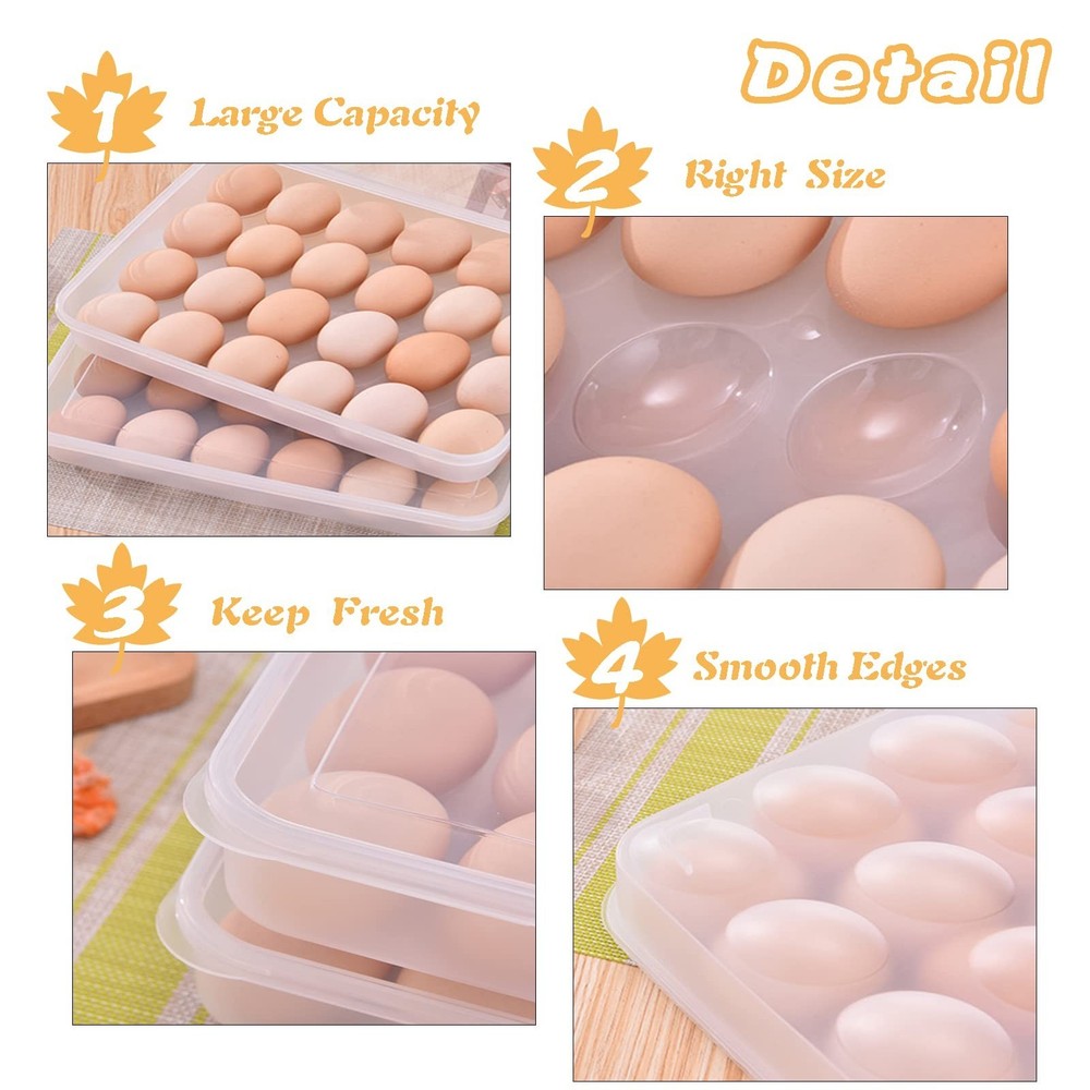 96 Egg Holders for Refrigerator,4 Set Clear Deviled Egg Tray with Lid,Plastic...