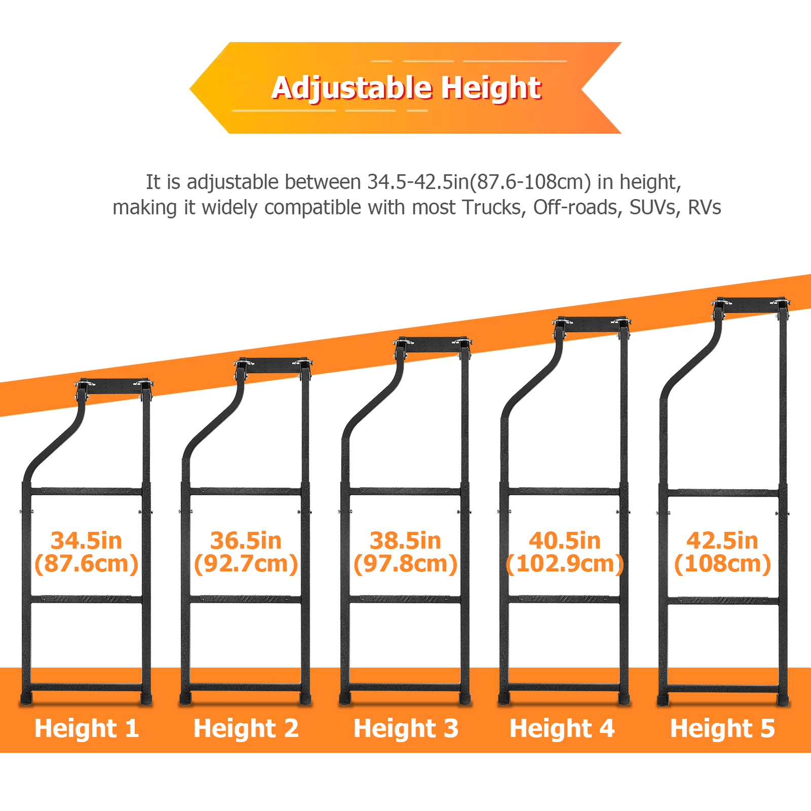 Truck Tailgate Ladder Universal Pickup Tailgate Ladder up to 42.5" Height