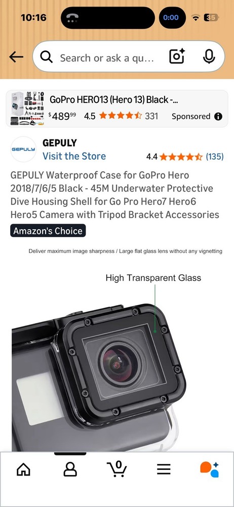 Go Pro Water-Resistant Case with Battery Compatible with Go Pro