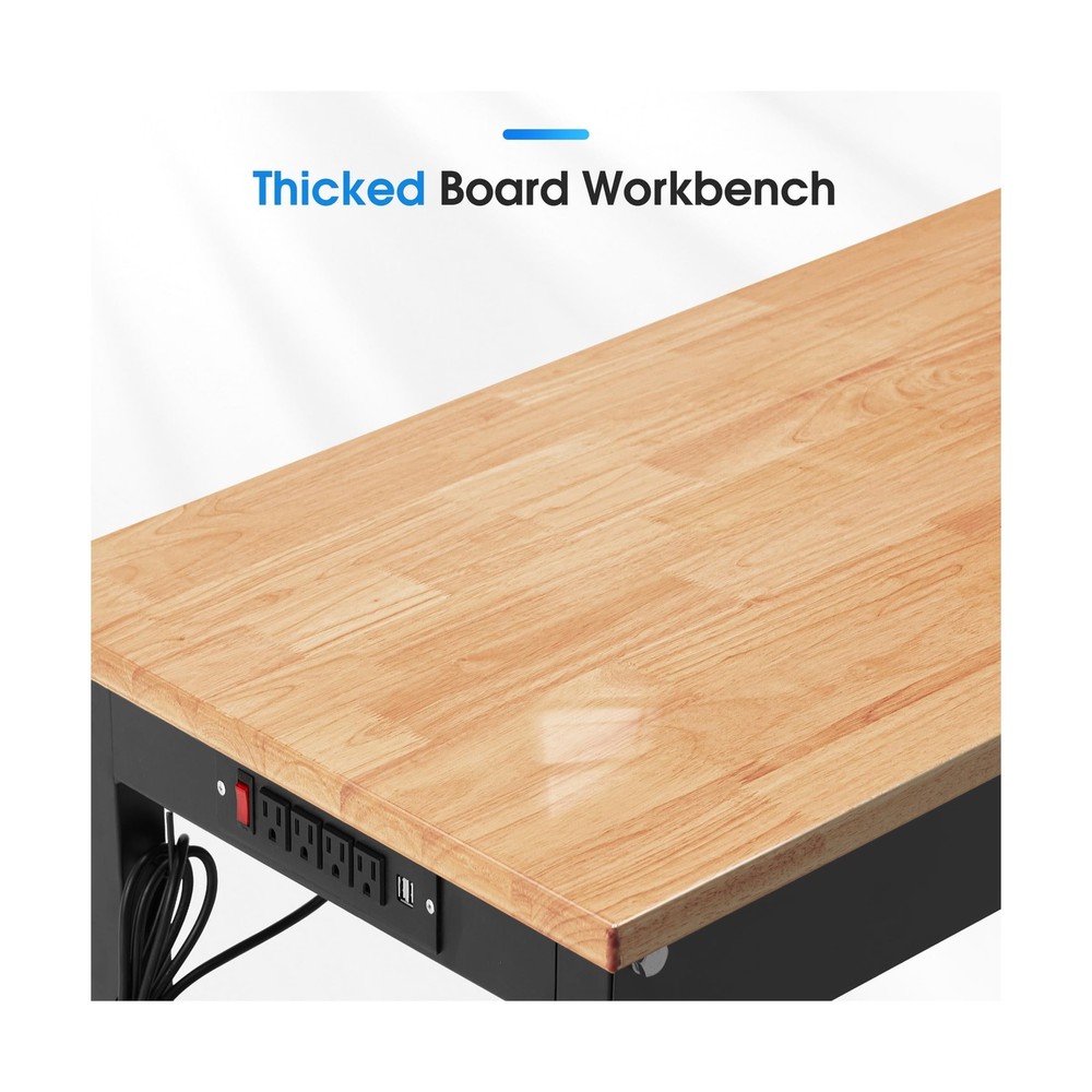 60'' Adjustable Workbench, 2000 LBS Load Capacity Heavy Duty Workstation with...