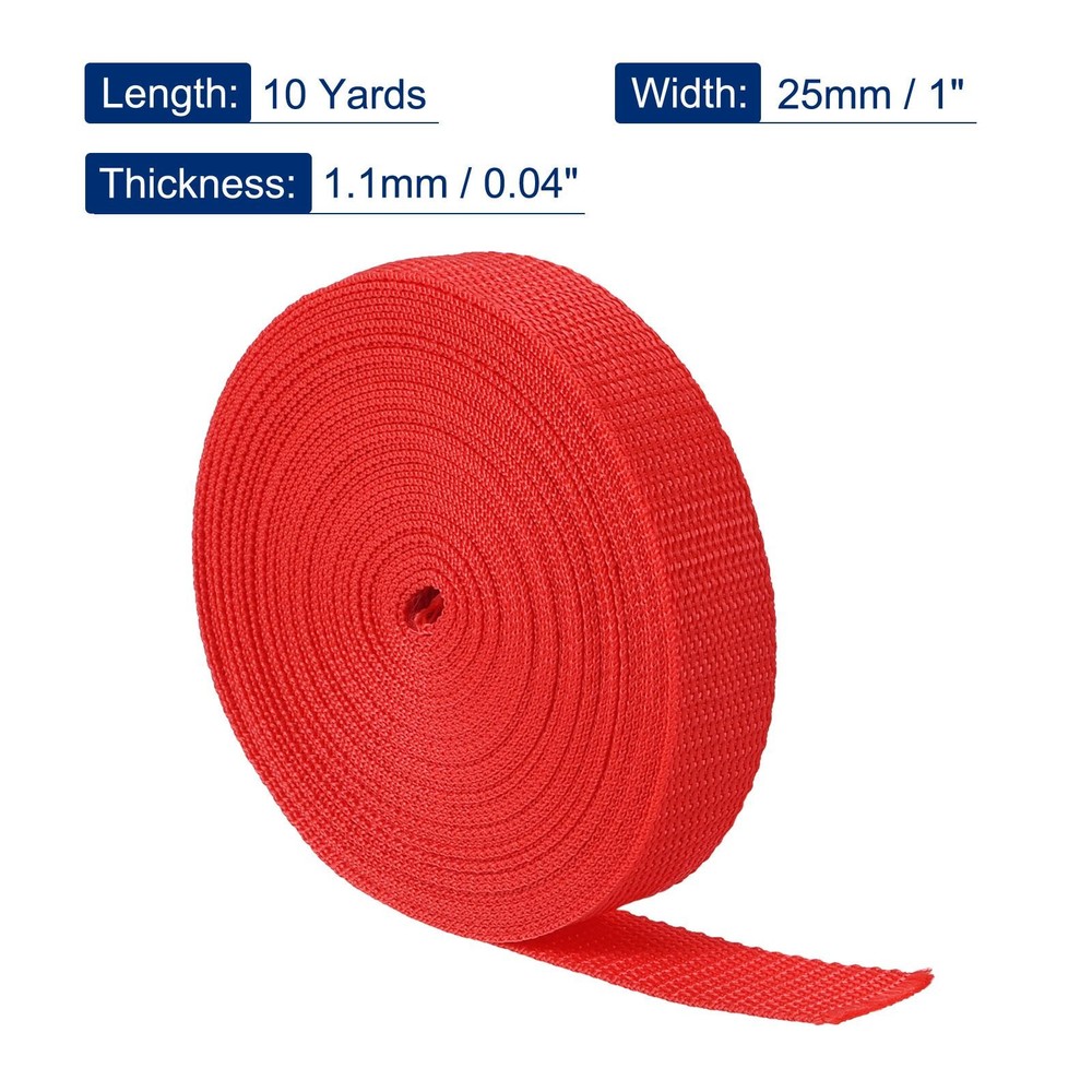 Lightweight Polypropylene Webbing Strap 1" 10 Yards Red Strapping