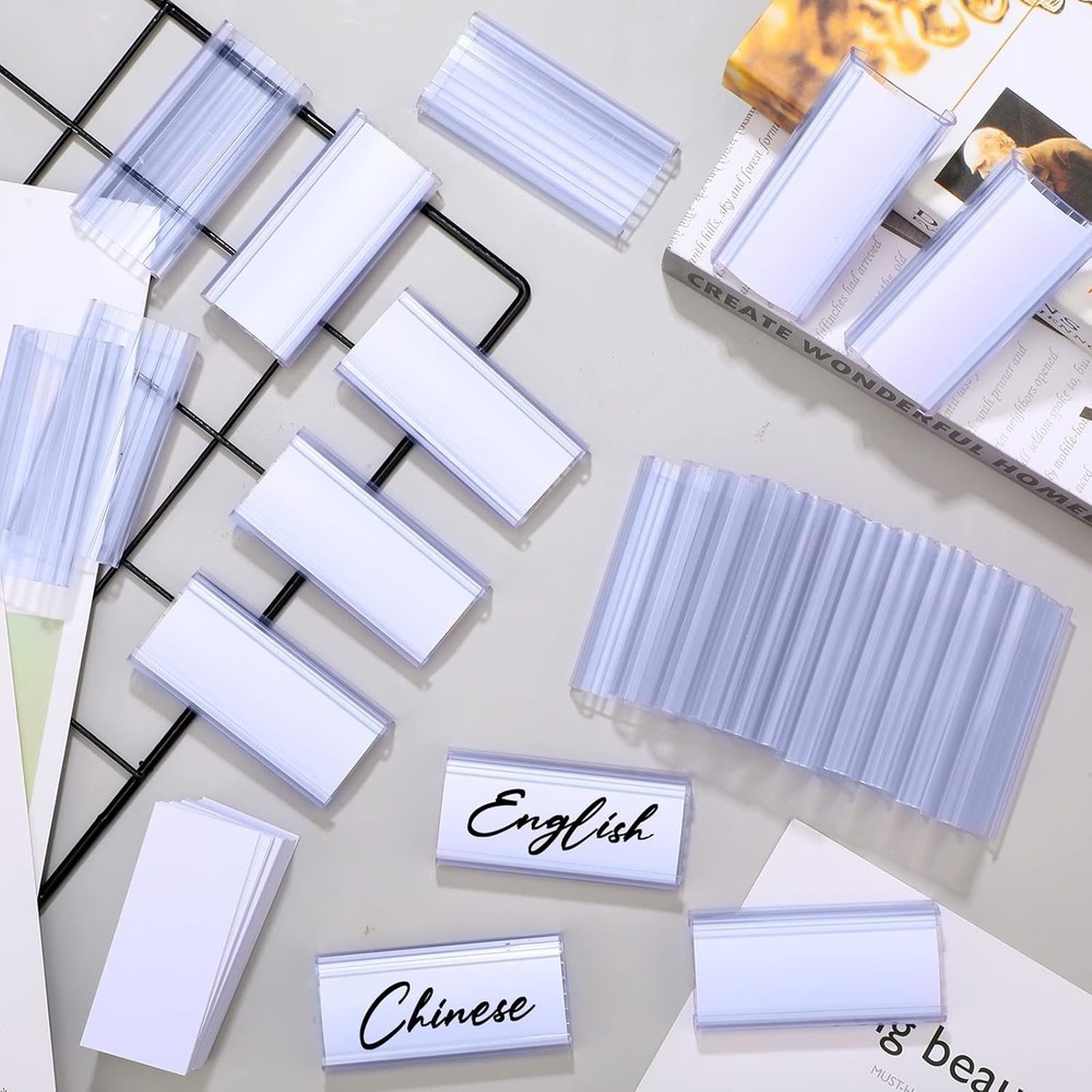 Metro Shelf Label Clips - 200 Wire Rack Labels with Inserts