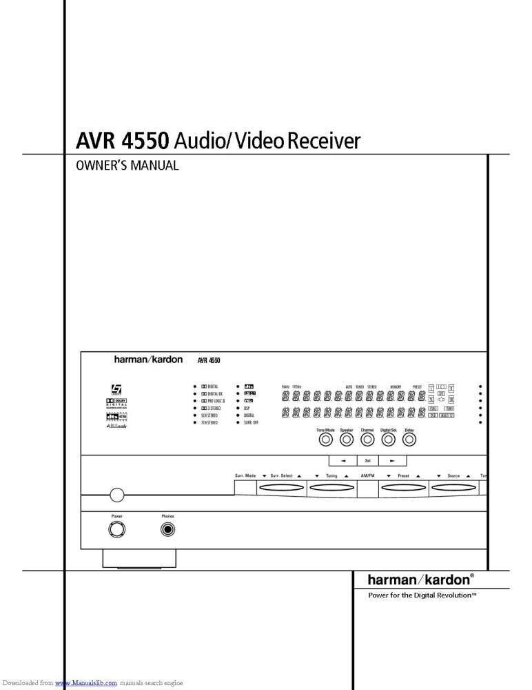 Harman Kardon AVR4550 Receiver Owners Manual