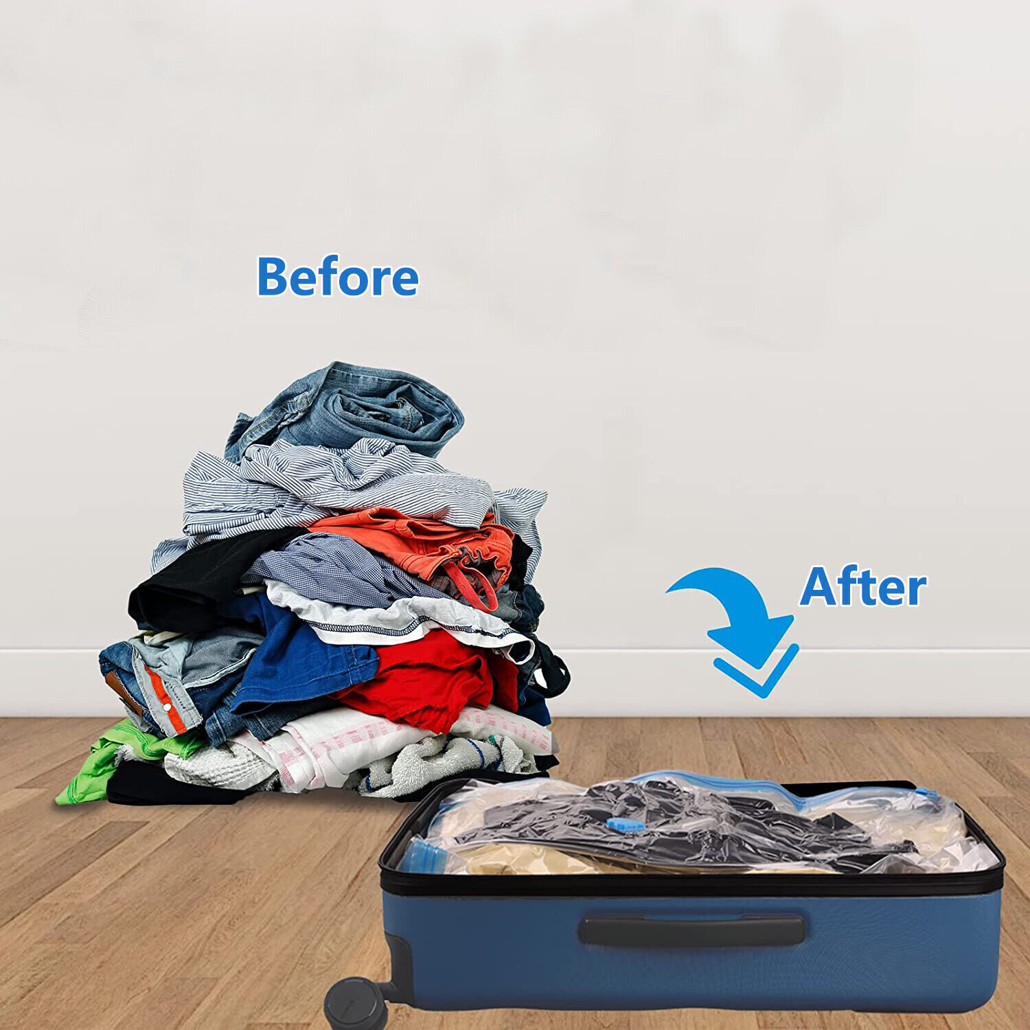 12Pcs Vacuum Storage Bags - 2 Jumbo, 5 Large, 5 Medium - Space Saver+Hand Pump