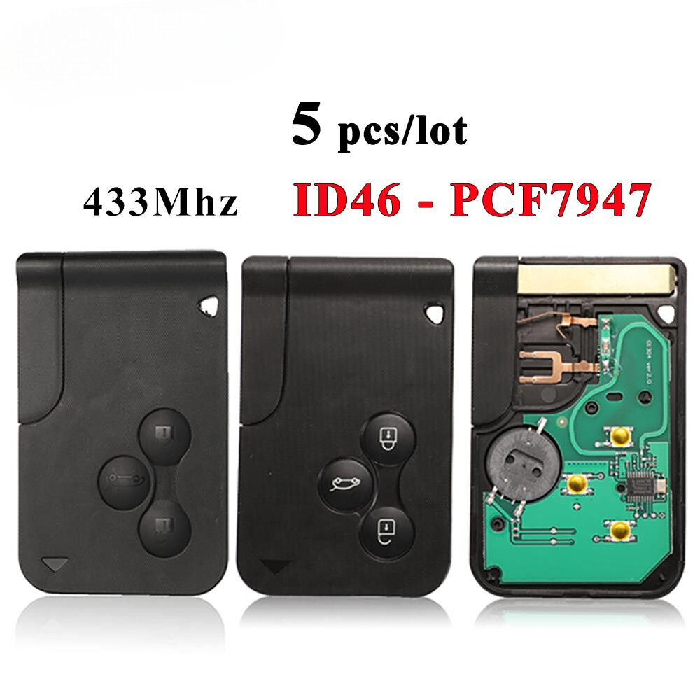 3 Button 433Mhz ID46 PCF7947 Chip & Insert Small Blade Remote Smart Key Card
