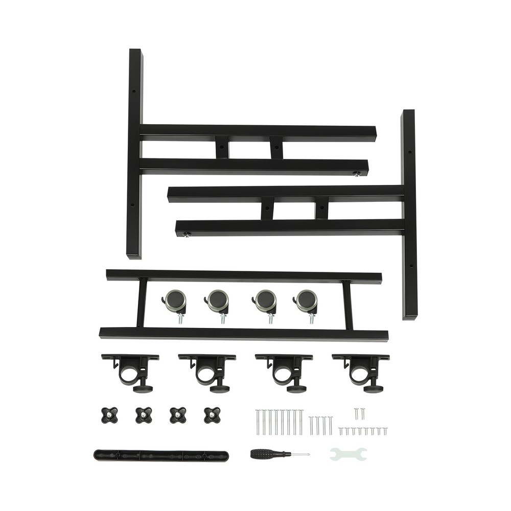 Rolling Laptop Desk Adjustable Height Computer Table Stand up Office Workstation