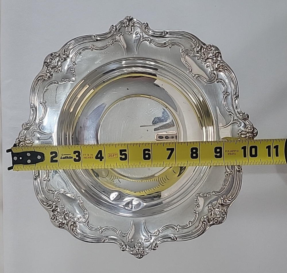 Vintage Gorham Silverplate Serving Bowl YC1308 Ornate Scroll Border 10"