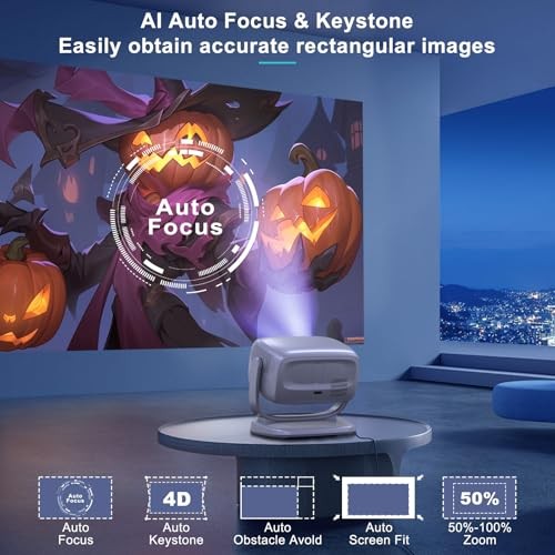 COOLKANGAROO PROJECTOR WIFI BLUETOOTH PORTABLE AUTO FOCUS KEYS STAND - SILVER