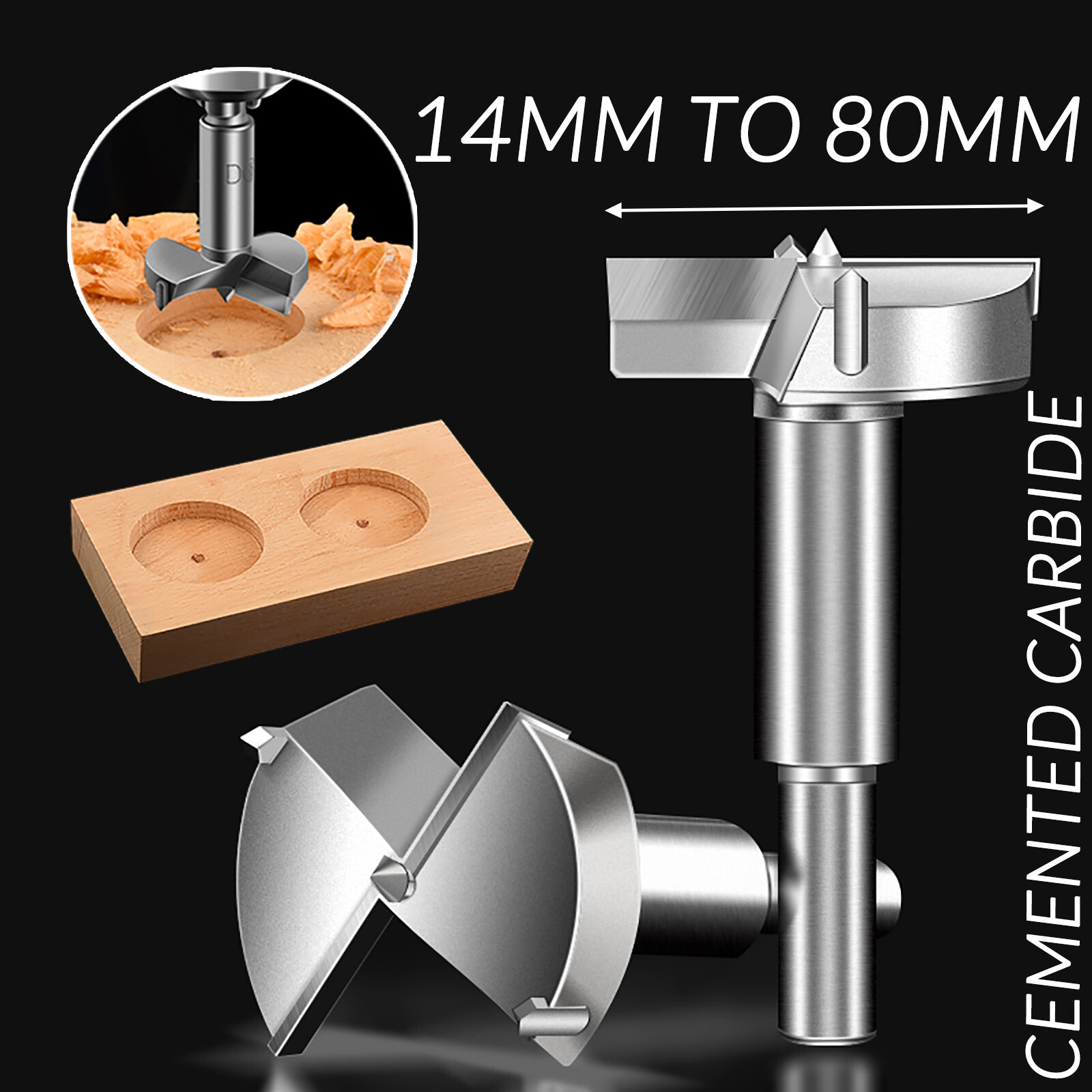 14mm to 80mm Professional Forstner Bit Hinge Hole Boring Cutter Wood Drill Bits