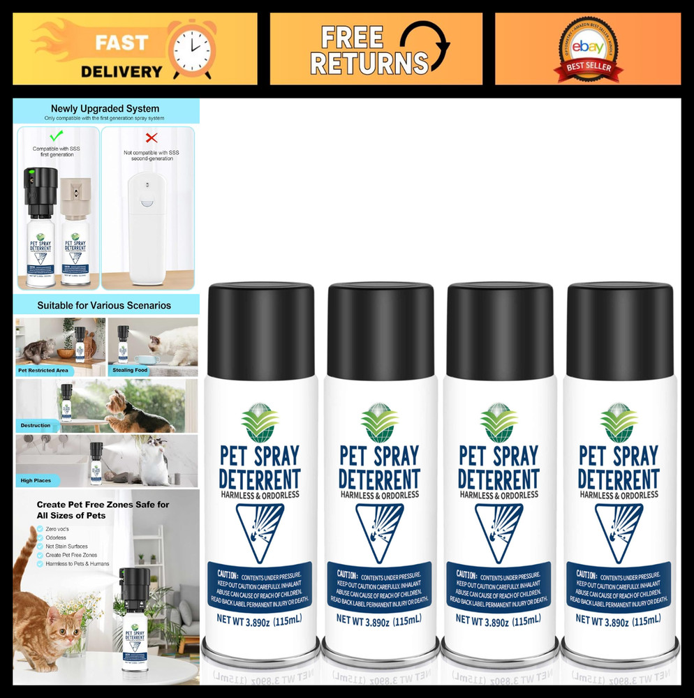 Motion Activated Cat Spray Deterrent System Refill - 15.56oz, 4 Pack - Safe for